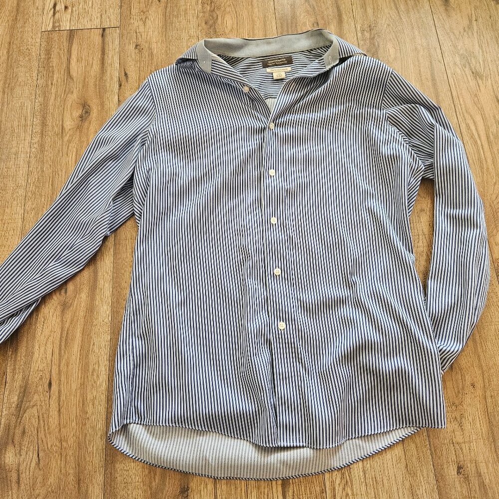 Denver Hayes Never-iron Slim Fit Medium Striped Long Sleeve Dress Shirt